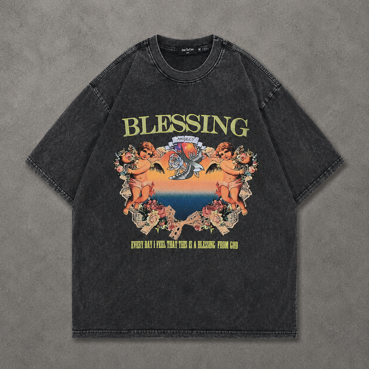 Blessing Vintage Graphic Oversized Tee